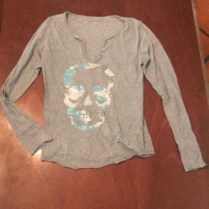 Zadig Voltaire Jersey Skull Long Sleeve Tshirt